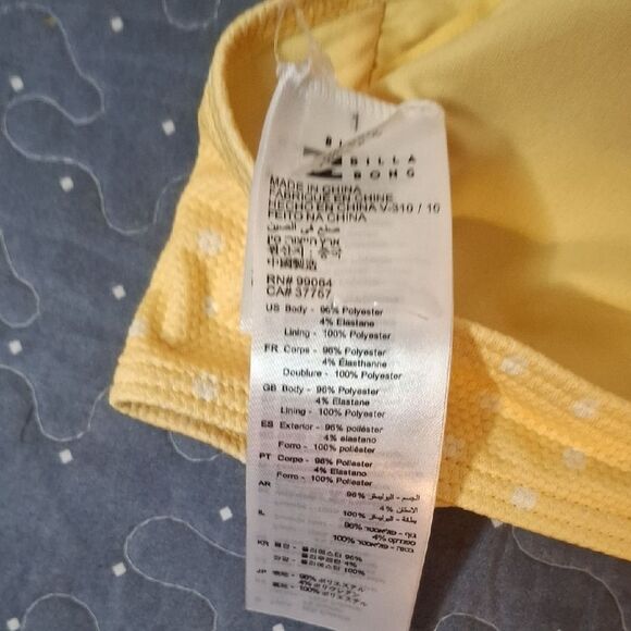 Billabong Banedeau Light Yellow Polka Dot Bikini Top size large NWT - Picture 5 of 5